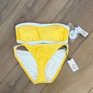 Shade & Shore Yellow and White Bikini Set